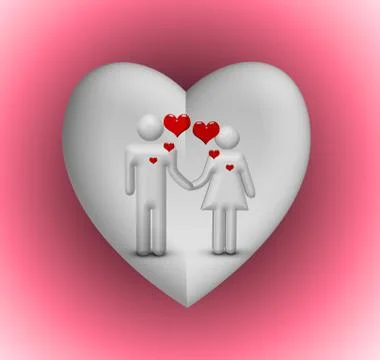 Couple and heart Stock Illustration