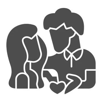 Couple and heart solid icon, valentine day concept, lovers sign on white Ilustração Stock