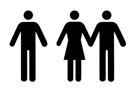 Couple and single icon flat Stock Illustration