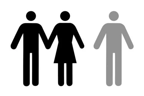 Couple and single icon flat Stock Illustration