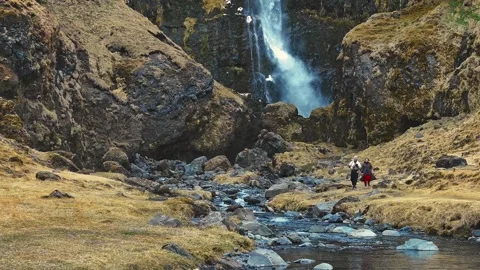Couple and waterfall Stock Footage 273167992