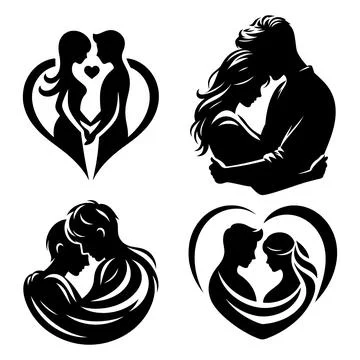 A couple are hugging each other vector silhouette Ilustração Stock