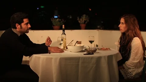 A Couple Arguing during romantic dinner at home Stock Footage 88987724