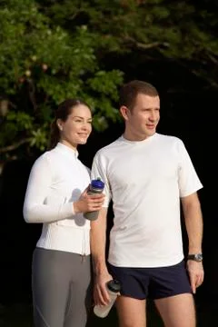 Couple on athletic walk Stock Photos