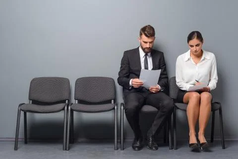 Couple is awaiting an interview Stock Photos
