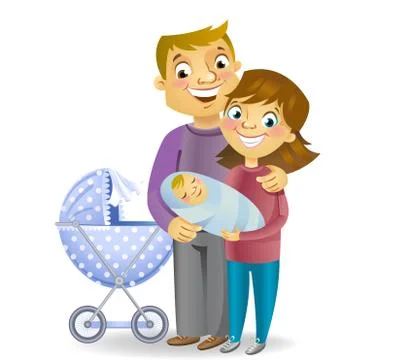 Couple with baby Stock Illustration