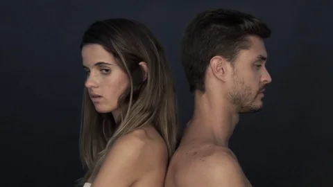 Couple back to back, ignoring each other Stock Footage 75191703