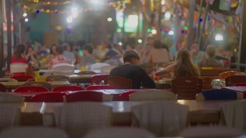 Couple Back View Dining at Open Air Restaurant 動画素材 337533005