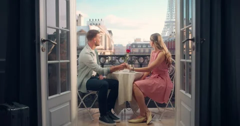 Couple on Balcony in Paris Stock Footage 296171657