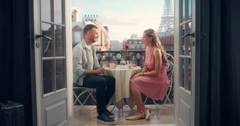 Couple on Balcony in Paris Stock Footage 296171685