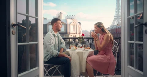 Couple on Balcony in Paris Stock Footage 296171824
