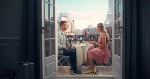 Couple on Balcony in Paris Stock Footage 296171837
