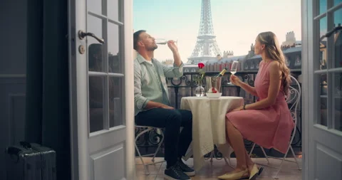 Couple on Balcony in Paris Stock Footage 296172171