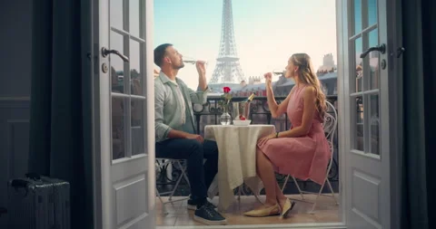 Couple on Balcony in Paris Stock Footage 296172174