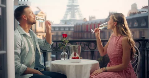 Couple on Balcony in Paris Stock Footage 296172291