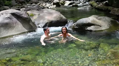 Couple bathing in river water Video stock 14827595