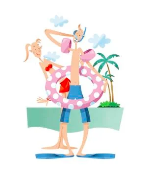 Couple bathing in the sea Ilustração Stock
