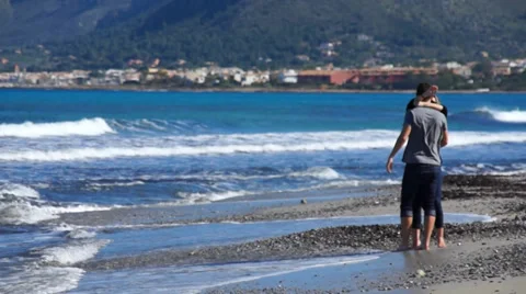 Couple on the beach Stock Footage 35186425