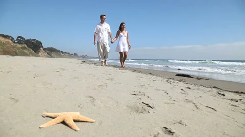 Couple On Beach Stock Footage 43353729