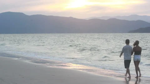 Couple at the Beach Stock Footage 49616068