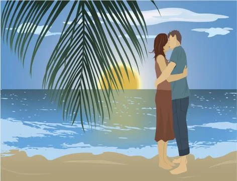 Couple on the beach Stock Illustration