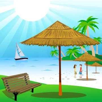 Couple at beach Stock Illustration