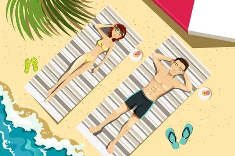 Couple on the beach Illustrazione stock