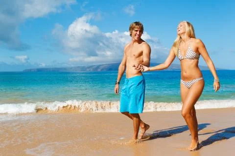 Couple on the beach Stock Photos