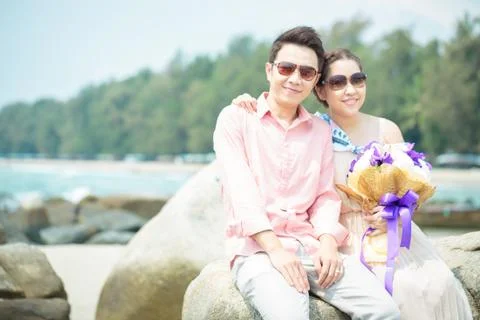 Couple beach Stock Photos