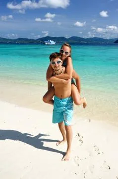 Couple on a beach Stock Photos