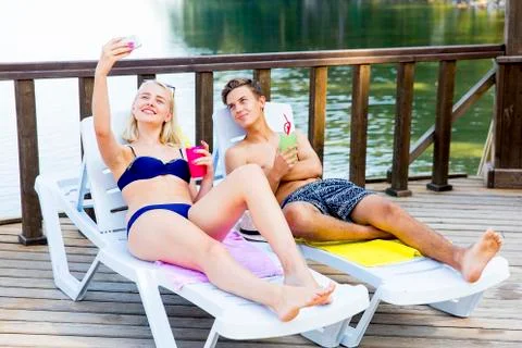 Couple on a beach Stock Photos