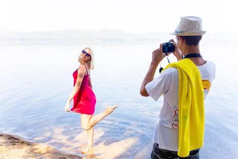 Couple on a beach Stock Photos