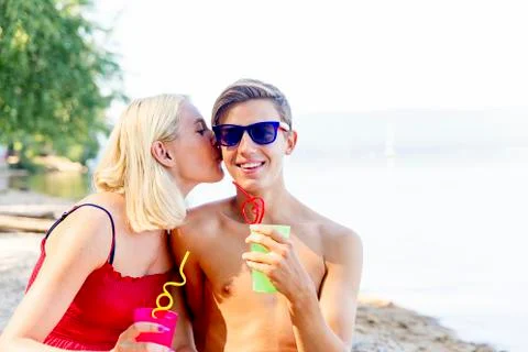 Couple on a beach Stock Photos