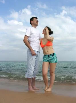 Couple on beach Stock Photos
