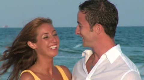 Couple Beach Portrait CU Stock Footage 299357