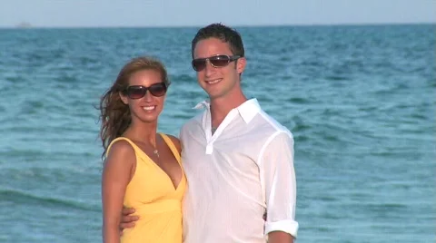 Couple Beach portrait Stock Footage