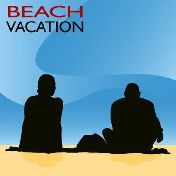 Couple beach vacation Stock Illustration
