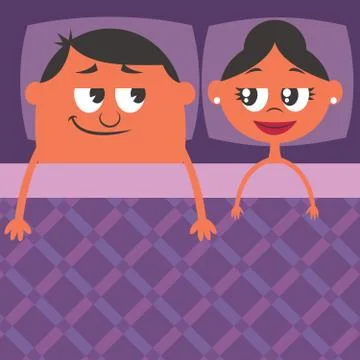 Couple in Bed. Stock Illustration