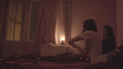 Couple in Bed Preparing for Sleep Night 動画素材 145844213