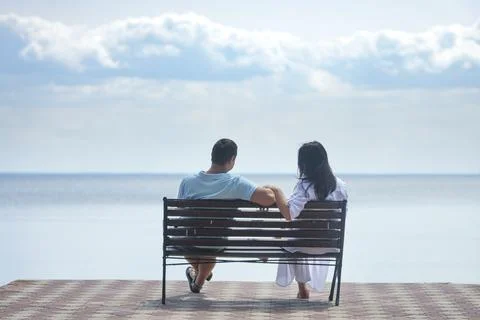 Couple on a Bench Stockfoto's