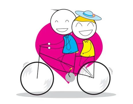 Couple Bicycle Stock Illustration