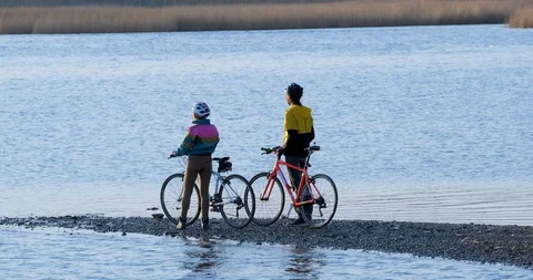 Couple bicycle riders Stock Footage 126349644