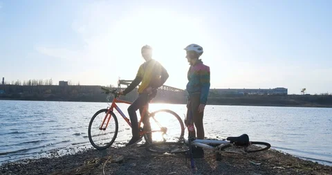 Couple bicycle riders Stock Footage 126349767