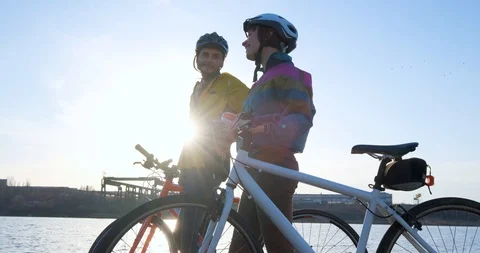 Couple bicycle riders Stock Footage 126349910