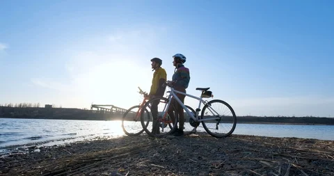 Couple bicycle riders Stock Footage 126349942