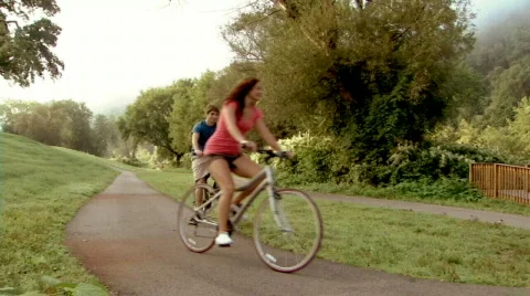 Couple on Bicycles 243 Stock Footage 507459