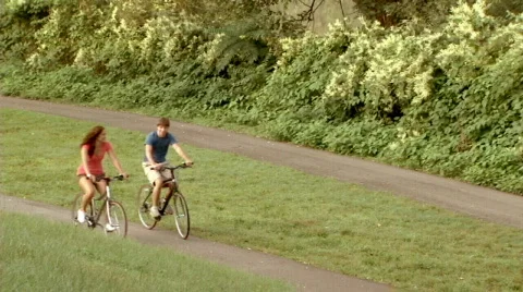 Couple on Bicycles 244 Stock Footage 507485