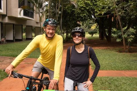 Couple on Bikes Stock Photos
