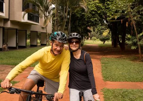 Couple on Bikes Stock Photos