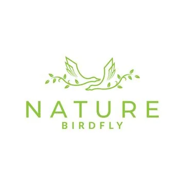 Couple bird goose fly with leaf logo design, vector graphic symbol icon ill.. Stock Illustration